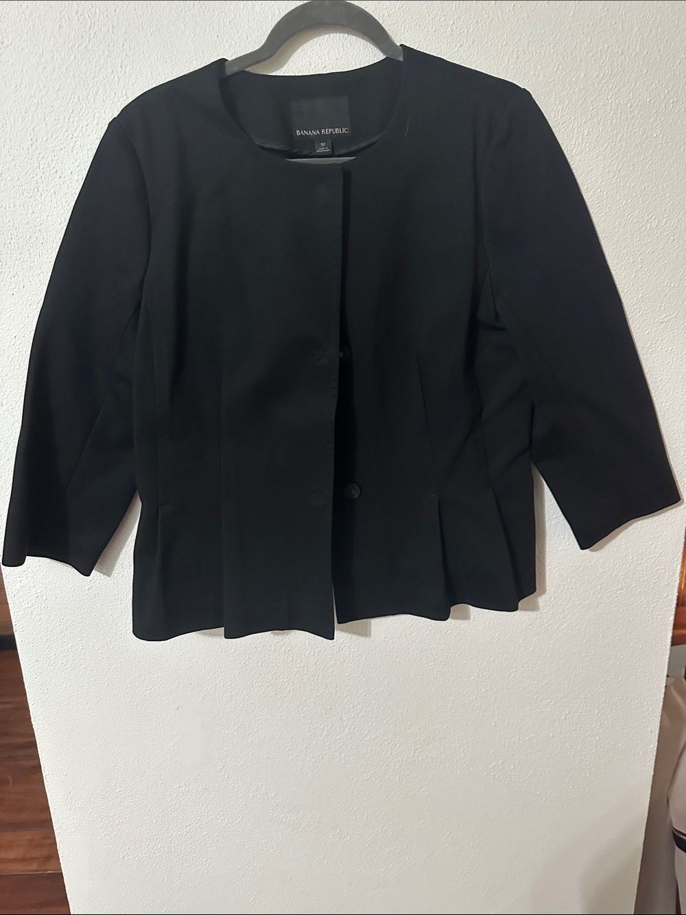 Banana Republic Black Collarless Tailored Blazer